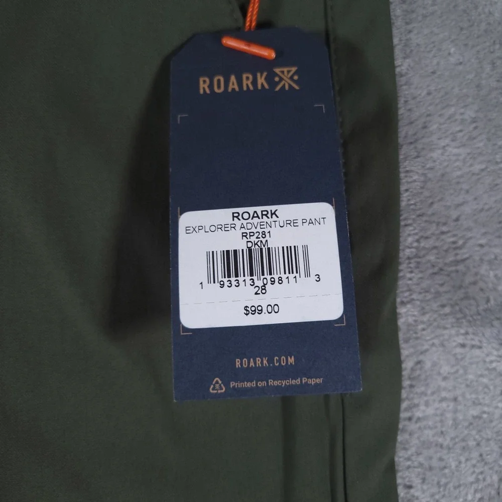Roark Explorer Adventure Pants Mens 28 X 31 Dark Military‎ Green Quick Dry Chino